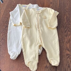 Yellow and White Duck Baby One Piece Pajamas Set